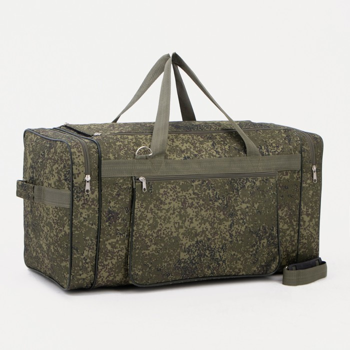 Сумка дорожная на молнии, 3 наружных кармана, длинный ремень, цвет хаки Сумка дорожная на молнии, 3 наружных кармана, длинный ремень, цвет хаки
