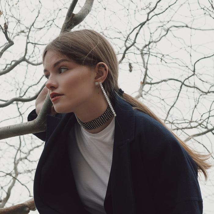 Чокер «Сетка» со стразами, цвет белый в чёрном, L=32см Чокер «Сетка» со стразами, цвет белый в чёрном, L=32см