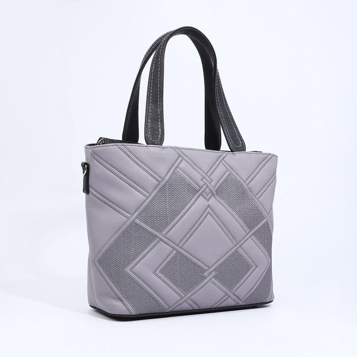 Сумка-тоут Сумка-тоут "Золотой дождь" на молнии, 2 наружных кармана, длинный ремень, цвет серый