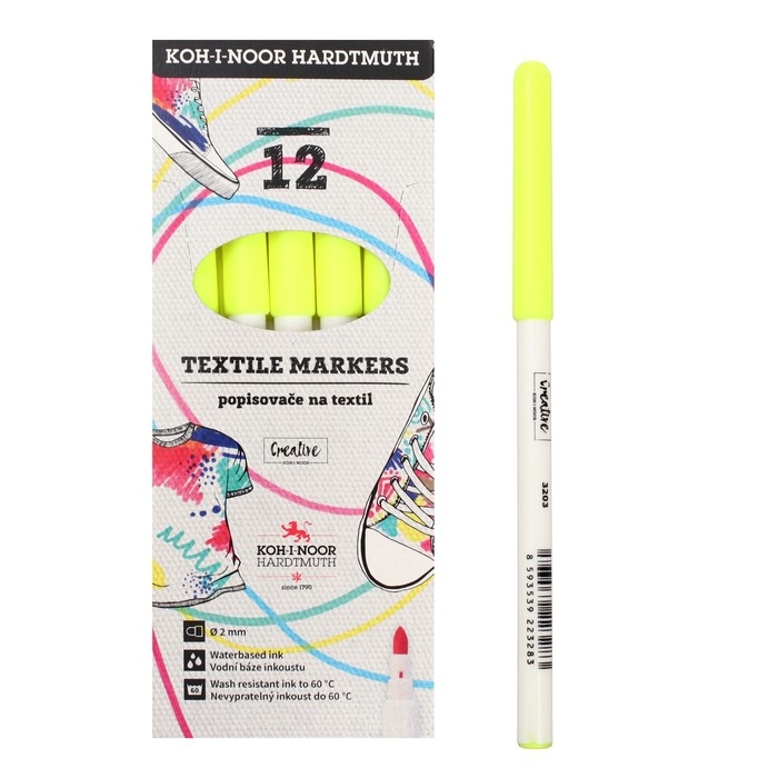 Маркер для ткани 3.0 мм Koh-I-Noor 3203/70, длина письма 500 м, неоновый жёлтый Маркер для ткани 3.0 мм Koh-I-Noor 3203/70, длина письма 500 м, неоновый жёлтый