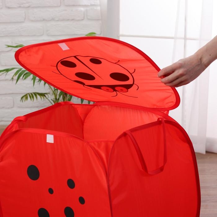 Корзина для игрушек «Божья коровка» с ручками и крышкой Корзина для игрушек «Божья коровка» с ручками и крышкой