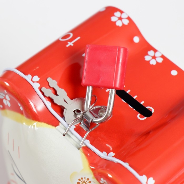 Копилка металл с замочком Копилка металл с замочком "Киска в восточном стиле" МИКС 9,5х8х14 см