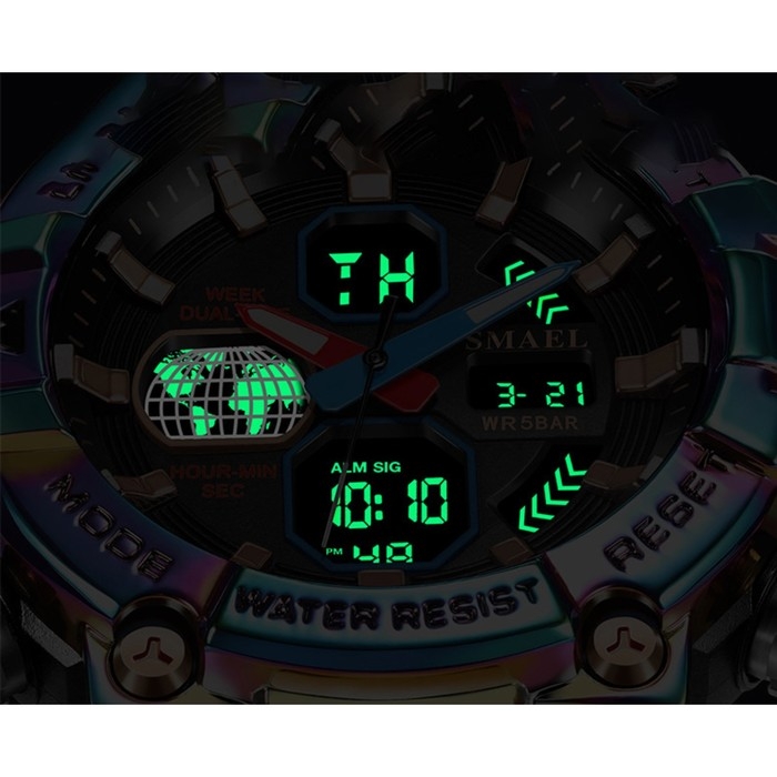 Часы наручные электронные, с будильником, d-5.5 см, ремешок l-25.5 см, 5 ATM, градиент Часы наручные электронные, с будильником, d-5.5 см, ремешок l-25.5 см, 5 ATM, градиент