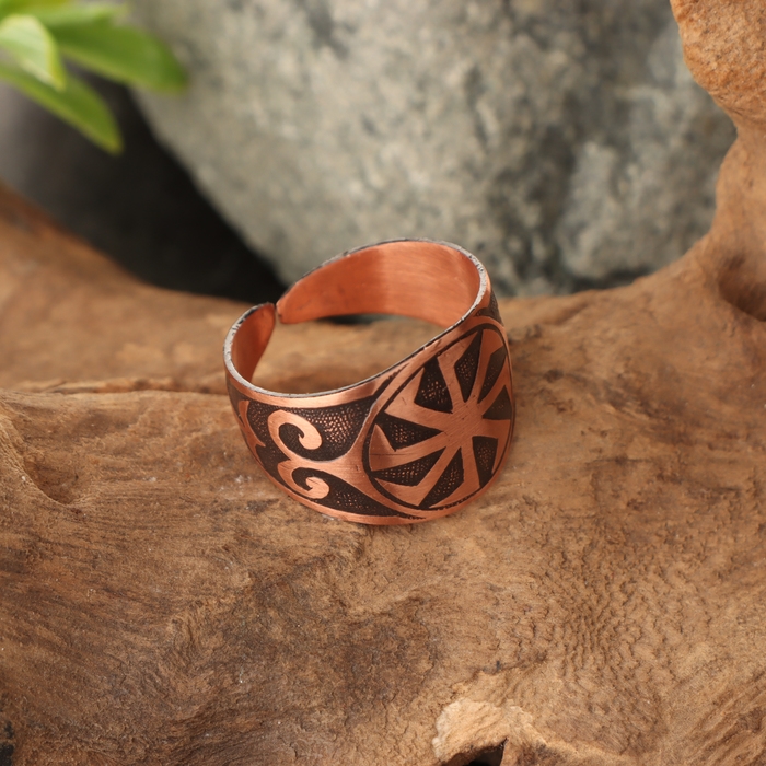 Кольцо-амулет «Коловрат», пластинчатый, медь