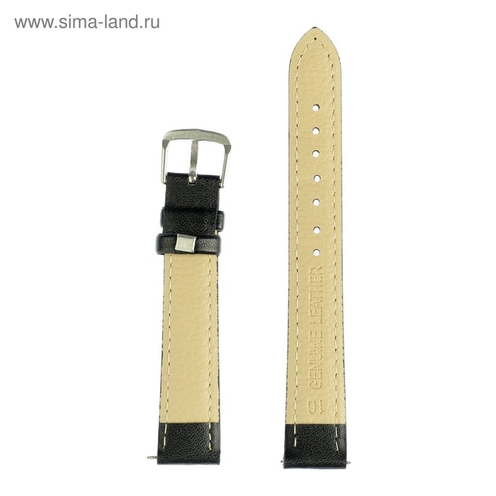 Ремешок для часов Ремешок для часов "Соломон", 16 мм, натуральная кожа, l-20 см, черный