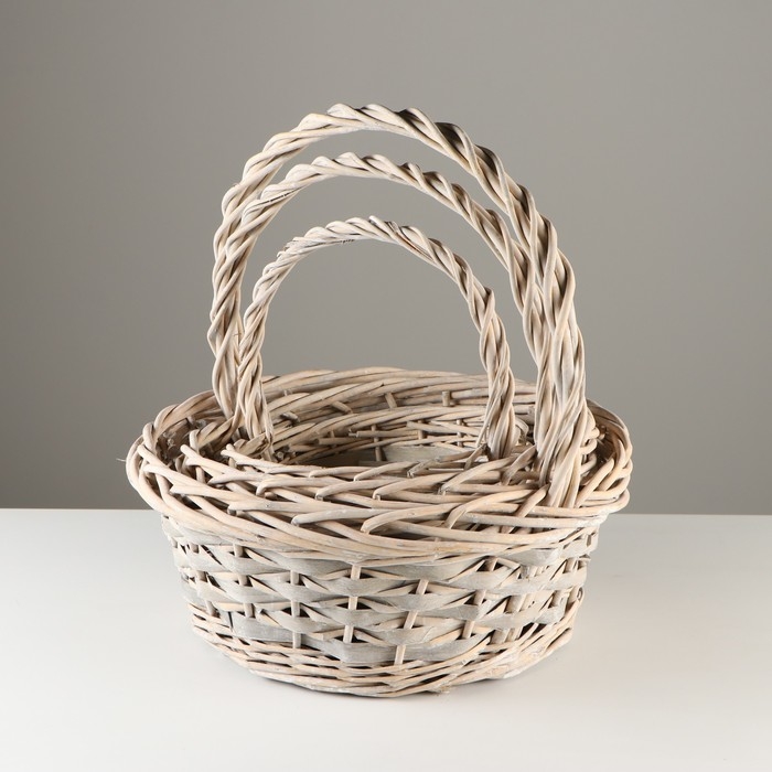 Набор корзин, 3 шт, 43х16/42 см, 35х14/35 см, 28х12/20 см, ива Набор корзин, 3 шт, 43х16/42 см, 35х14/35 см, 28х12/20 см, ива