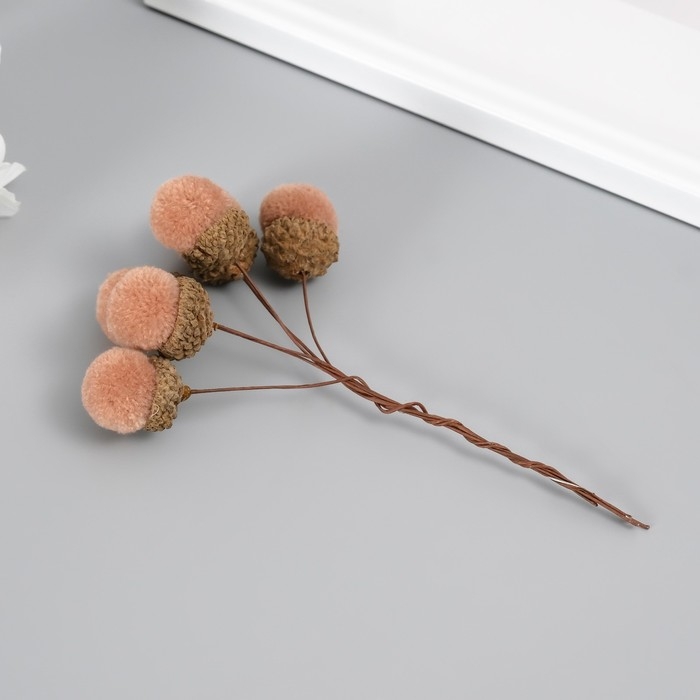 Цветы для декорирования "Хлопчик" бежевый 1 букет= 6 веточек d=2 см 11 см