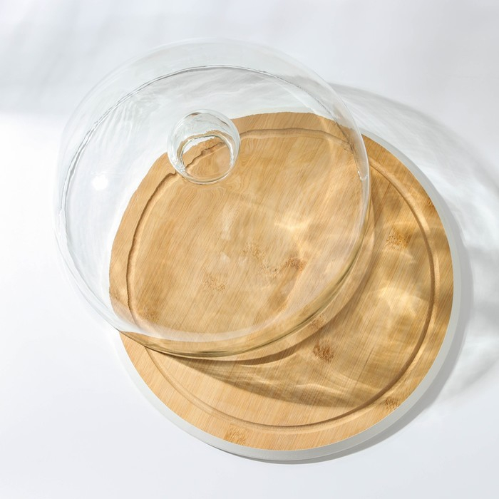 Блюдо для подачи с крышкой Heaven, d=30 см, бамбук, стекло, цвет МИКС