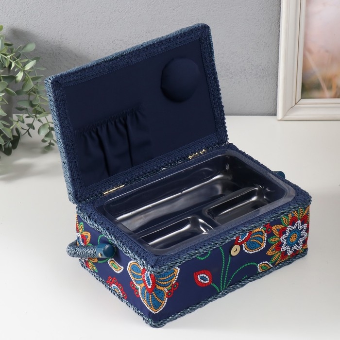 Шкатулка для рукоделия "Цветочная мозаика" 24х16х11 см