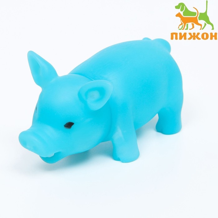 Игрушка пищащая  Игрушка пищащая "Маленький поросенок" для собак, 9 см, голубая