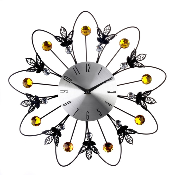 Часы настенные, серия: Ажур, Часы настенные, серия: Ажур, "Ромашка", плавный ход, d-41,5 см, циферблат 15 см