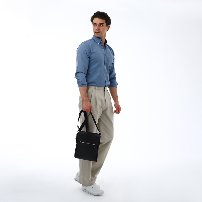 Сумка мужская через плечо TEXTURA, искусственная кожа, цвет чёрный Сумка мужская через плечо TEXTURA, искусственная кожа, цвет чёрный