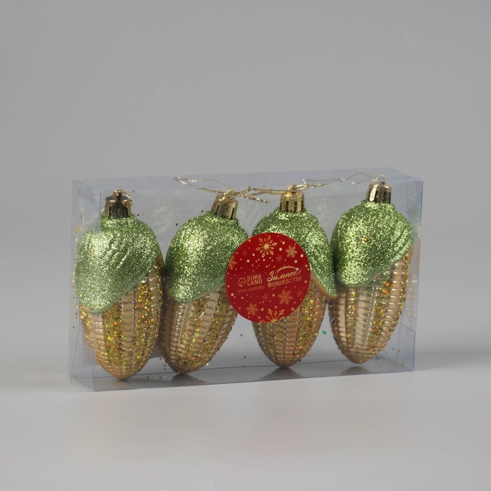 Украшение ёлочное Украшение ёлочное "Кукуруза колор" (набор 4 шт) 10х4 см, жёлтый