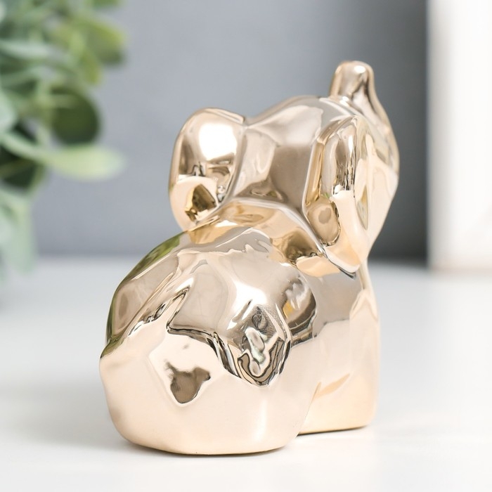 Сувенир керамика Сувенир керамика "Слонёнок" грани золото 8,5х4,3х7 см