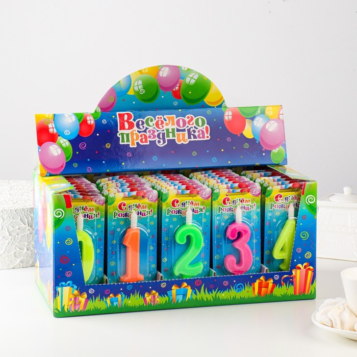 Шоу-бокс со свечами для торта цифры  Шоу-бокс со свечами для торта цифры "Классика". 10,2 см, 50 штук