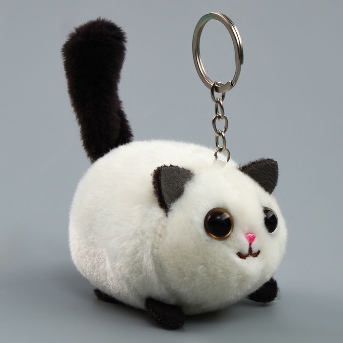 Мягкая игрушка «Кот» на брелоке, 8 см, цвет белый Мягкая игрушка «Кот» на брелоке, 8 см, цвет белый