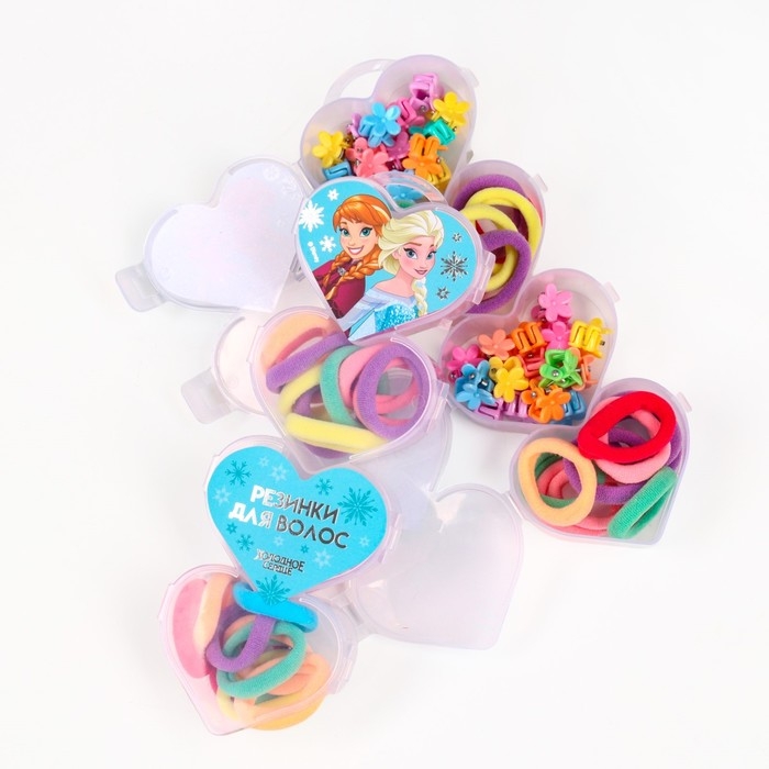 Резинки для волос 20 шт, заколка крабик 20 шт, набор, Холодное сердце Резинки для волос 20 шт, заколка крабик 20 шт, набор, Холодное сердце