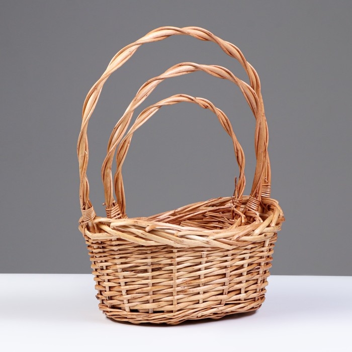 Набор плетеных корзин, 3 шт, 26х18х10/34, 21х15х8/30, 17х12х7/25 см, медовый Набор плетеных корзин, 3 шт, 26х18х10/34, 21х15х8/30, 17х12х7/25 см, медовый