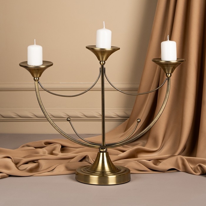 Подсвечник металл «Герцог», на 3 свечи, 44 х 14 х 24 см