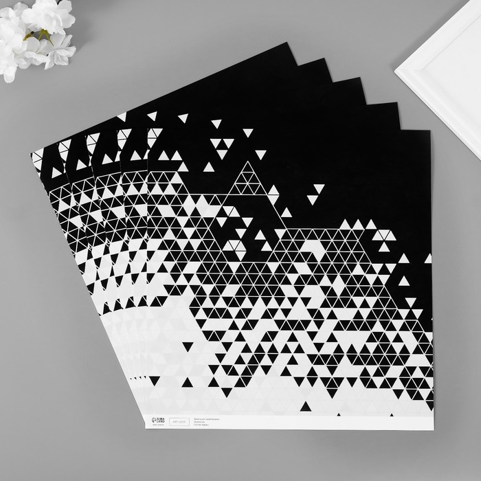 Бумага для скрапбукинга Бумага для скрапбукинга "Треугольники в деталях" плотность 180 гр набор 5 шт 30,5х32 см