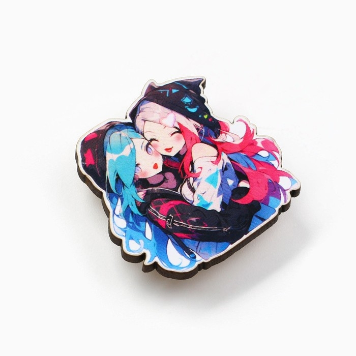 Значок на открытке «Подружки», 10 х 8 см