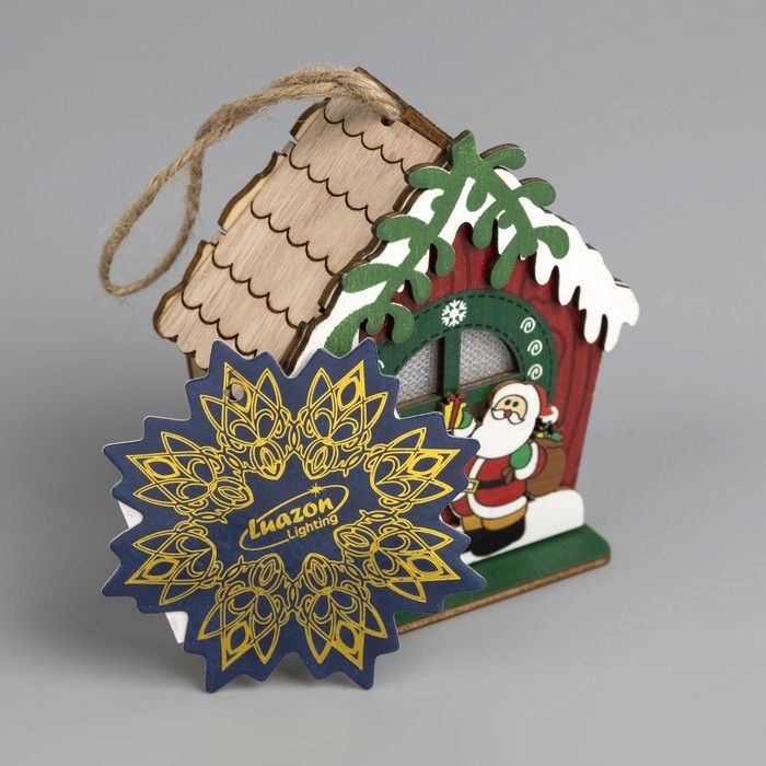 Ёлочная игрушка «Избушка Санты», от батареек, свечение тёплое белое Ёлочная игрушка «Избушка Санты», от батареек, свечение тёплое белое