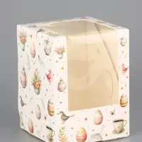 Коробка подарочная пасхальная с окном «Пасхальное чаепитие» 9.5×9.5×12.5 см