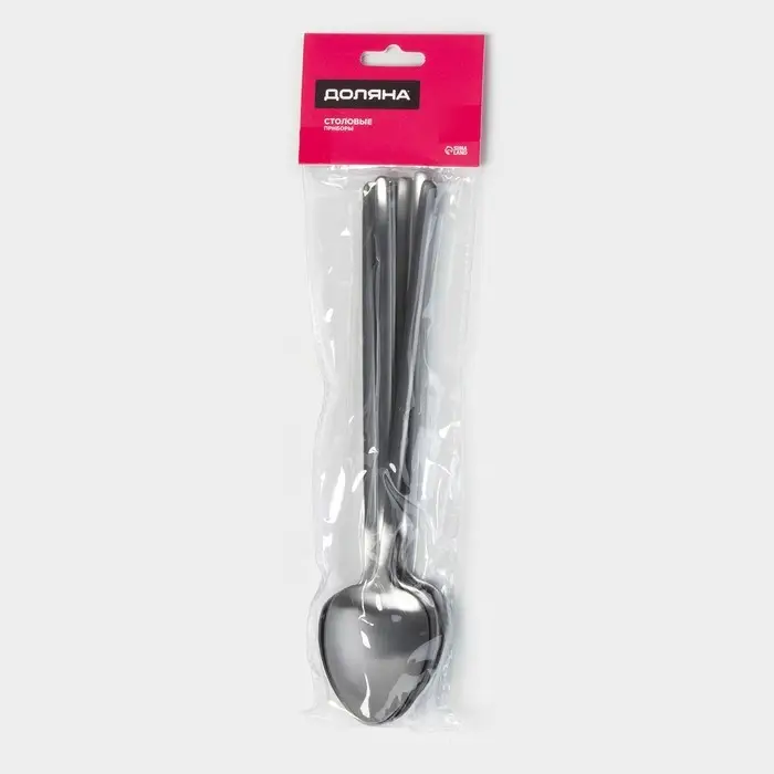 Набор столовых ложек из нержавеющей стали Доляна Sentiment, длина 22.5 см, 6 шт., серебристый