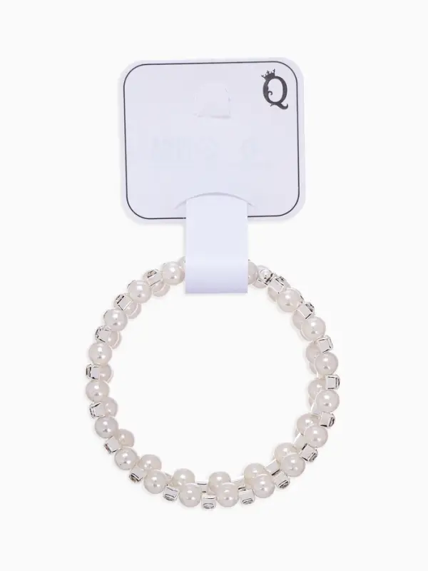 Браслет-пружинка &laquo;Жемчужинка&raquo;, 3 ряда, шахматы, белый, d=6.5 см