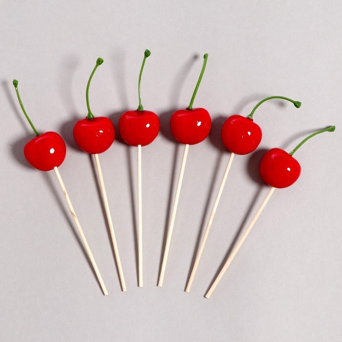Шпажки «Вишня», в наборе 6 штук, цвет красный Шпажки «Вишня», в наборе 6 штук, цвет красный