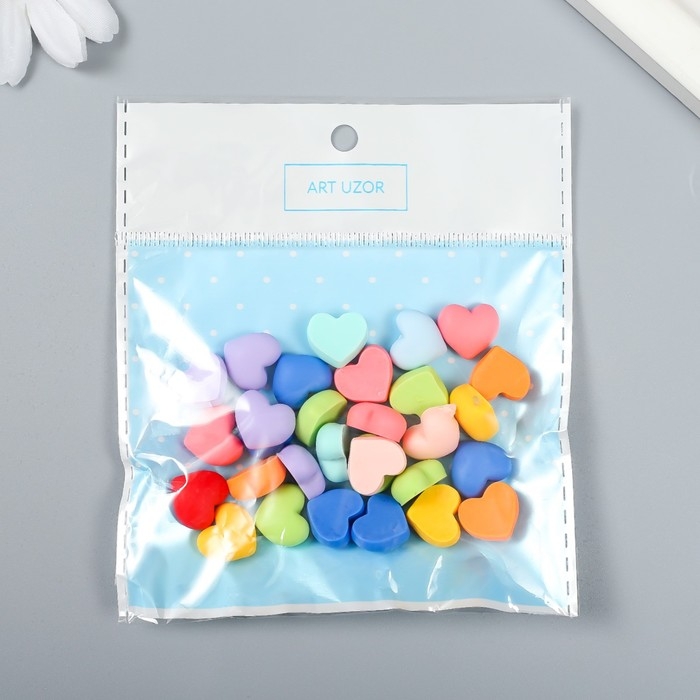 Декор для творчества пластик Декор для творчества пластик "Матовое сердечко" набор 30 шт МИКС 0,6х1,2х1,3 см