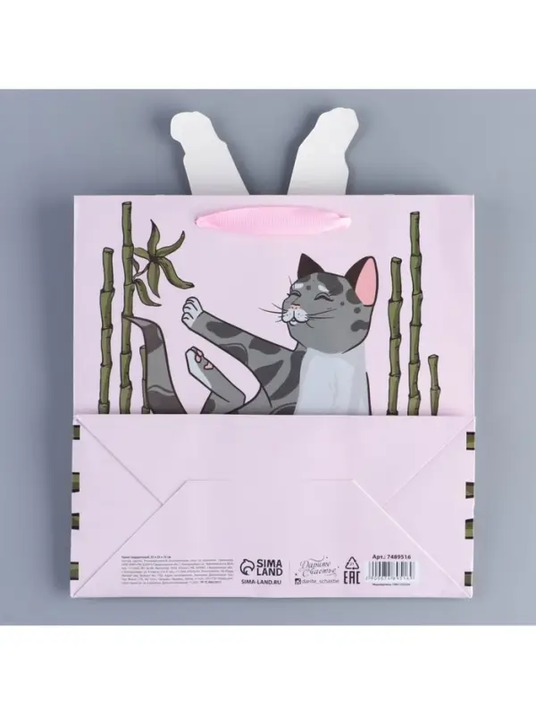 Пакет подарочный &laquo;Йога&raquo;, объёмная деталь, 22&times;22&times;10 см