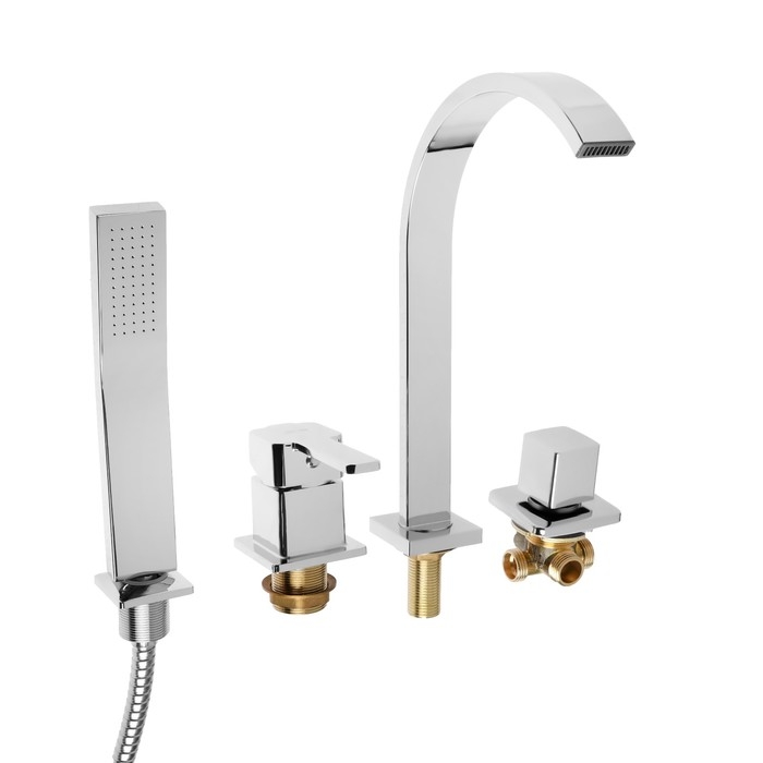 Смеситель на борт ванны ZEIN NB-3, на четыре отверстия, комплект, высокий излив, хром Смеситель на борт ванны ZEIN NB-3, на четыре отверстия, комплект, высокий излив, хром