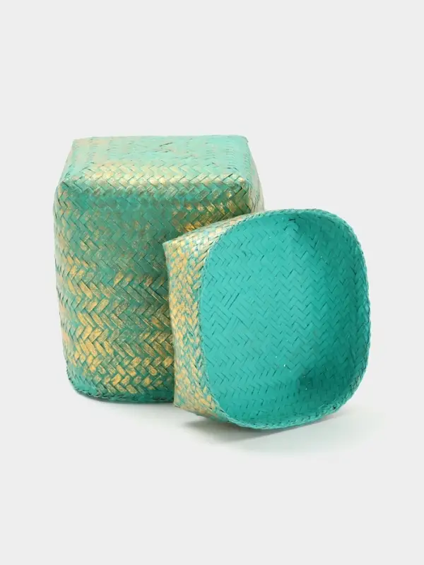 Корзинка плетёная &laquo;Голден&raquo;, 16&times;16&times;23 см, голубая