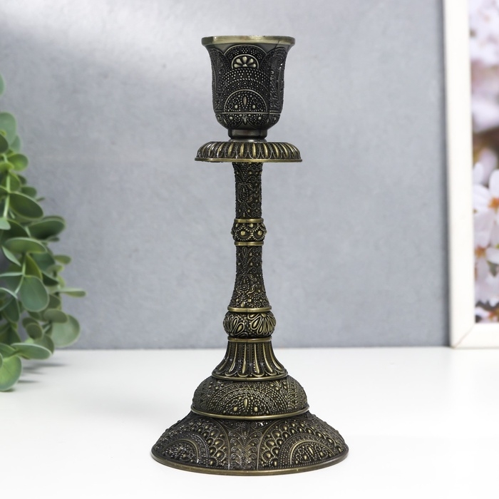 Подсвечник металл на 1 свечу "Раджа" бронза 16,5х8х8 см