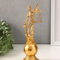 Фигура полистоун &laquo;Фемида - богиня правосудия на шаре&raquo;, под золото, 5.7&times;6&times;23.5 см