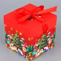 Коробка Самосборная "Новогодний лес" 10х10х10 см