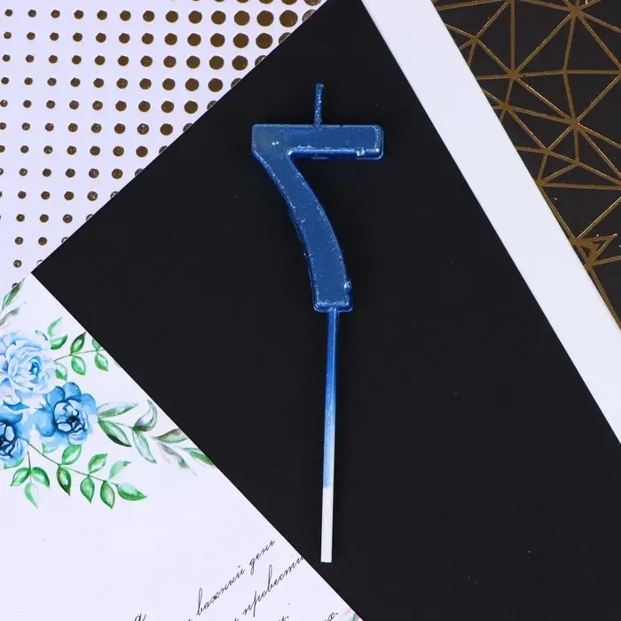 Свеча для торта, цифра «7», синяя, 4 х 13 см Свеча для торта, цифра «7», синяя, 4 х 13 см