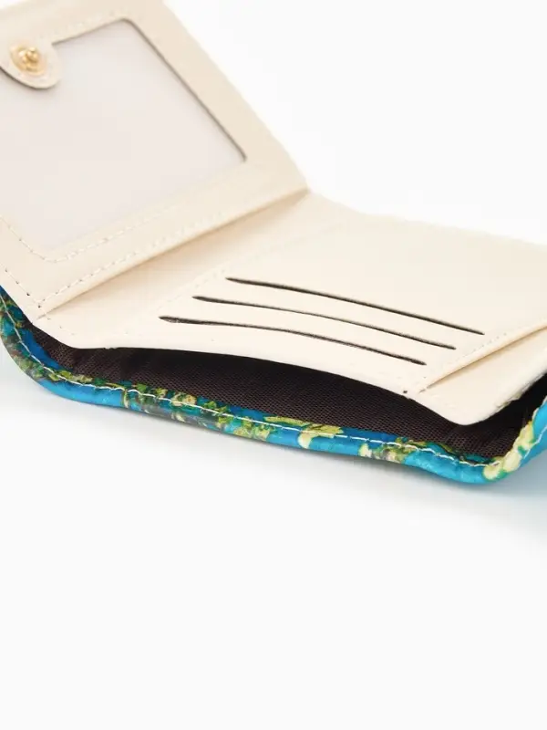 Кошелёк женский на кнопке, 10&times;1.5&times;8 см, с цветочным принтом, зелёный