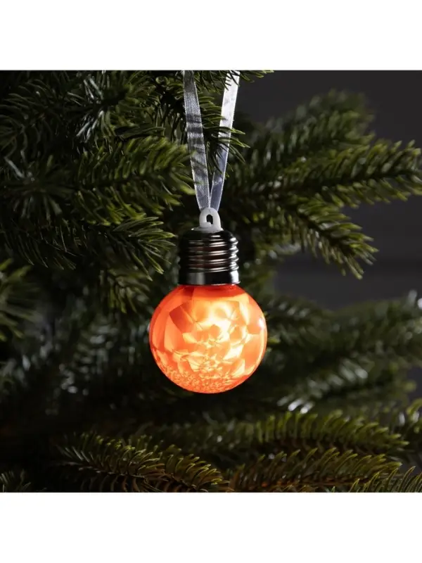 Ёлочный шар &laquo;Зимний узор красный&raquo;, d=5 см, 1 LED, от батареек AG13&times;3, свечение тёплое белое