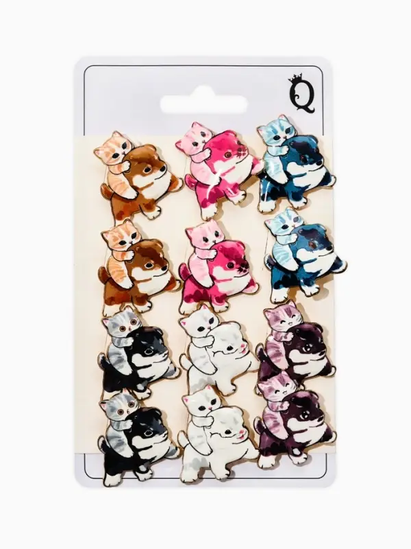 Брошь &laquo;Котёнок с щеночком&raquo;, озорные, МИКС в золоте