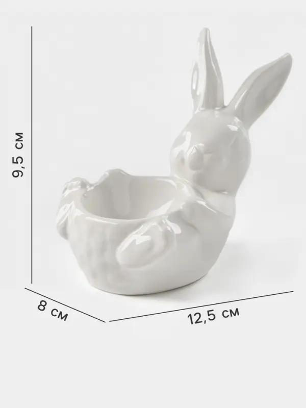 Подставка для яиц Доляна &laquo;Зайка&raquo;, 12.5&times;8&times;9.5 см, доломит, белая