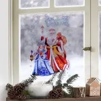 Наклейки на окна многоразовые &laquo;Новый год&raquo;, Дед Мороз и Снегурочка, 20&times;34 см
