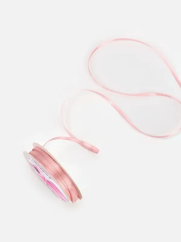 Лента атласная, 3 мм, 45±1 м, жемчужно-розовая №135