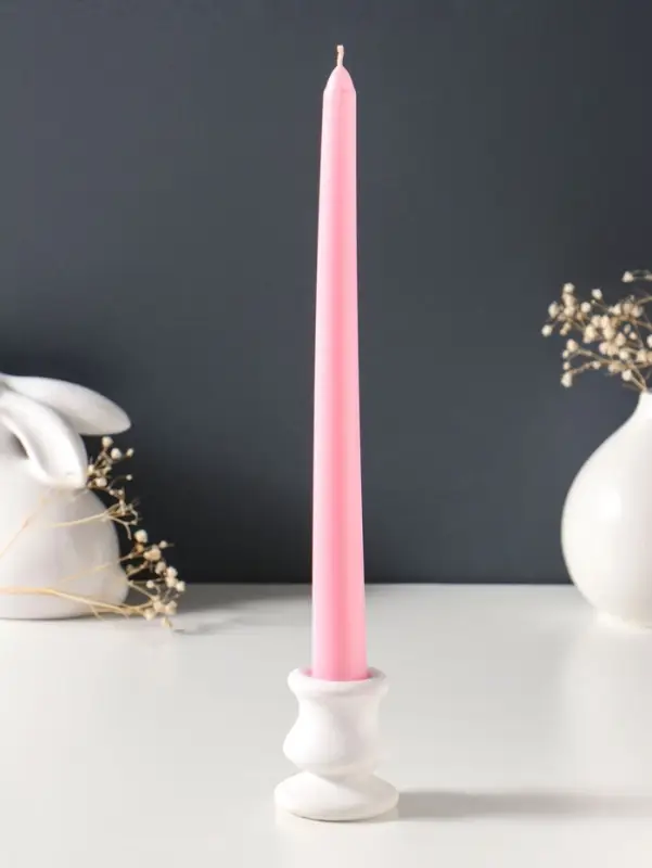 Набор свечей античных 25 см, 3 шт., 58 г, 7 ч, пастельно-розовый