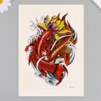 Переводная тату на тело цветная &laquo;Красные карпы&raquo;, 26.1&times;14.6 см