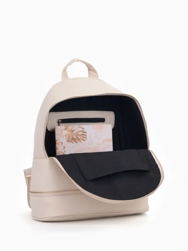 Рюкзак женский на молнии, с карманом, размер 27&times;13.5&times;33 см, молочный