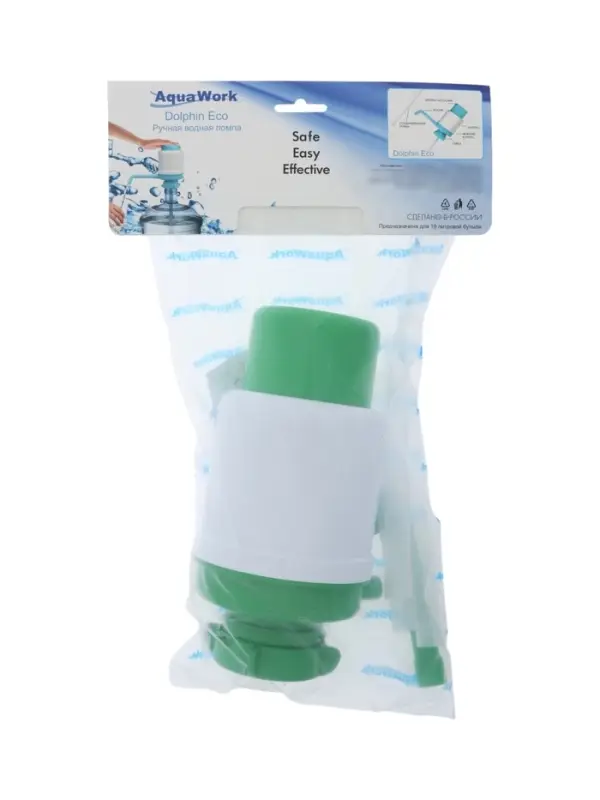 Помпа для воды &laquo;Дельфин&raquo; Эко, механическая, под бутыль от 11 до 19 л, зелёная