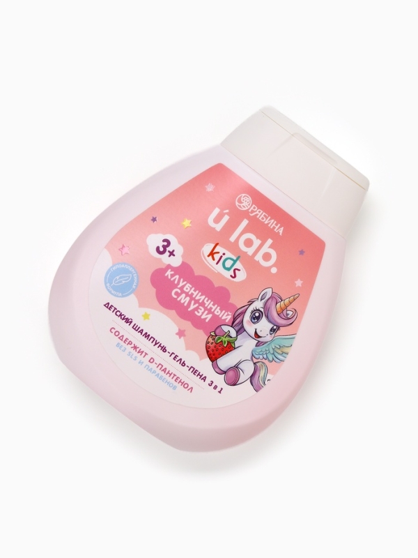 Детский шампунь-гель-пена 3в1 Детский шампунь-гель-пена 3в1 "Единороги", 250 мл, аромат клубничный смузи