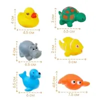 Резиновые игрушки для ванны Крошка Я &laquo;Морские животные&raquo;, с пищалкой, в наборе 6 шт., виды МИКС